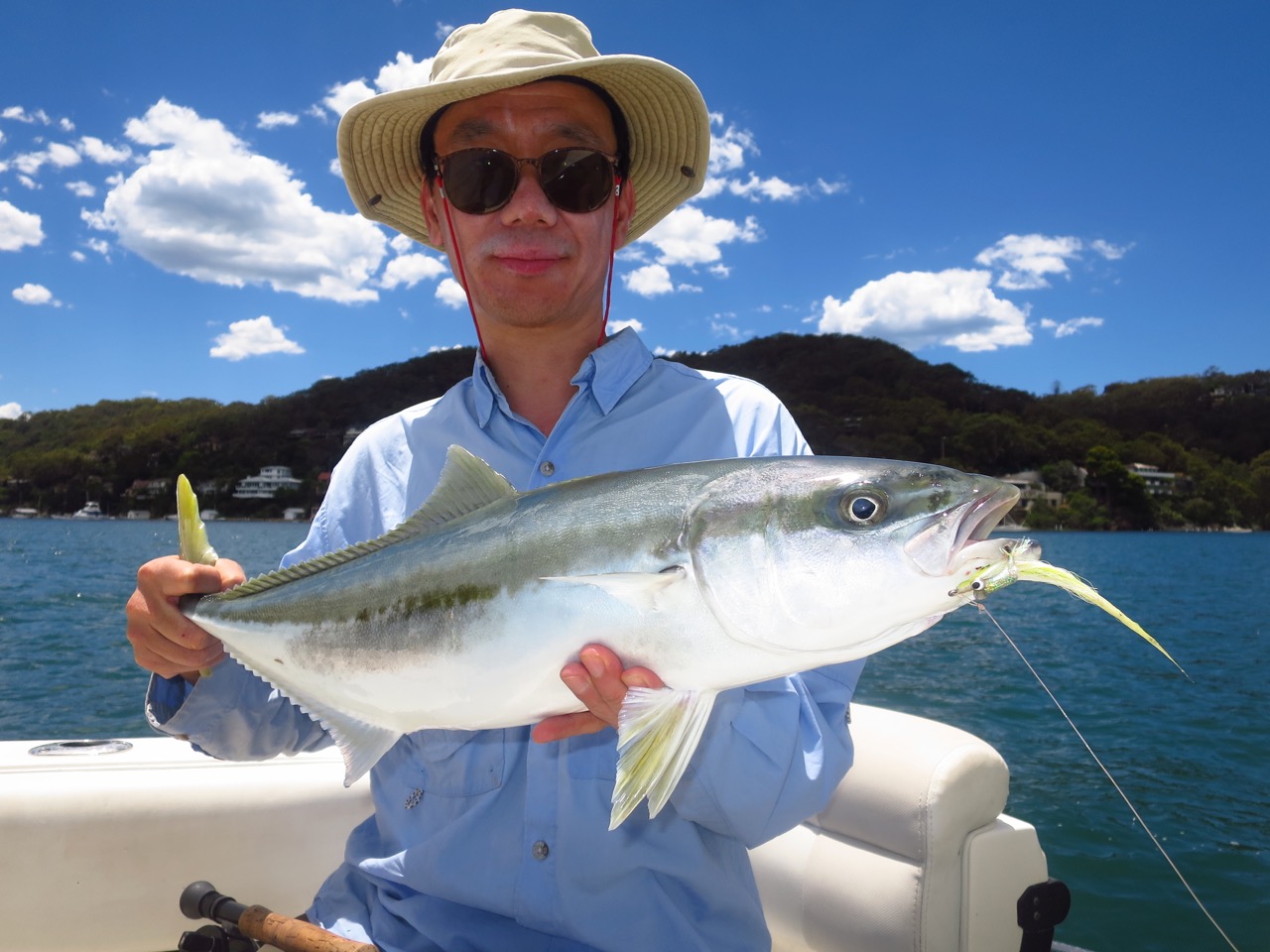 Fly-fishing for Kingfish in Pittwater, Sydney